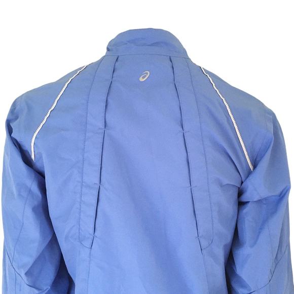 ASICS Mesh Lined Windbreaker Jacket Zip pockets Reflective Media pocket SZ M - Picture 6 of 12